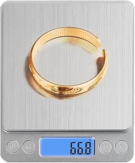 Small Digital Food Scale Ounce/OZ and Gram Scale, Kitchen Scale 3000g/0.1g High Precision for Baking, Soap Making, Jewelry, Includes 2 Trays and Batteries, 9 Units, Tare Function, Easy to Store