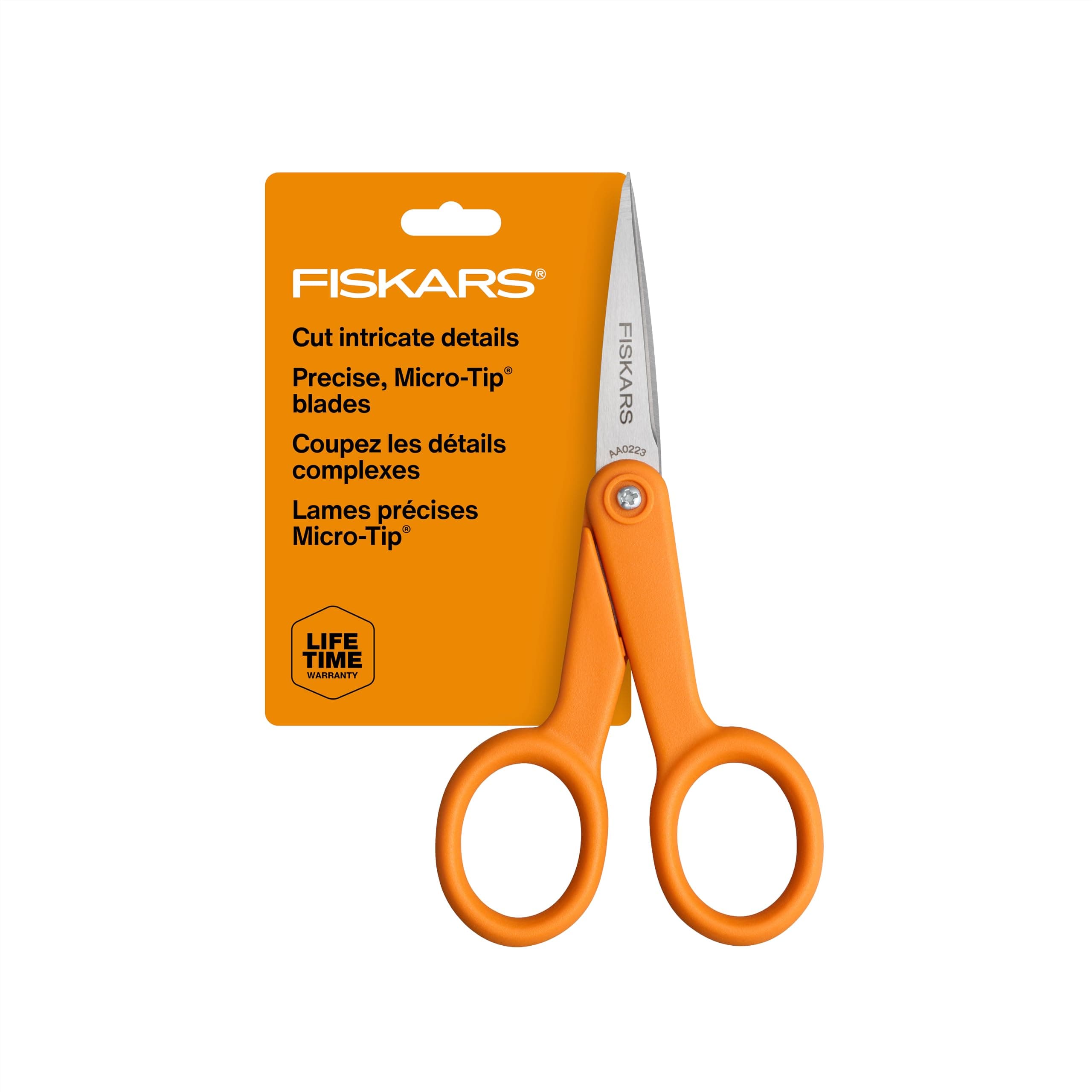 Premier No. 5 Micro-Tip Orange-Handled Fabric Scissors - Double Loop Handle - Sewing and Craft Scissors - Orange
