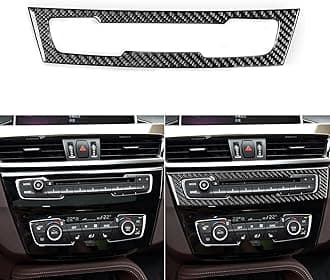 PJFUS Real 3K Black Carbon Fiber Car Dashboard Central Radio CD Player Control Panel Trim Sticker Auto Interior Accessories Compatible with BMW X1 F48 F49 2016-2022/X2 F39 2018-2022