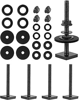 T Slot Bolts for Roof Rack Cross Bars, Platform, Cargo Basket, Stainless Square T Track Bolt Adapter to Secure Bike/Ski/Kayak Rack, Solar Panel, Awning, 4mm Thick