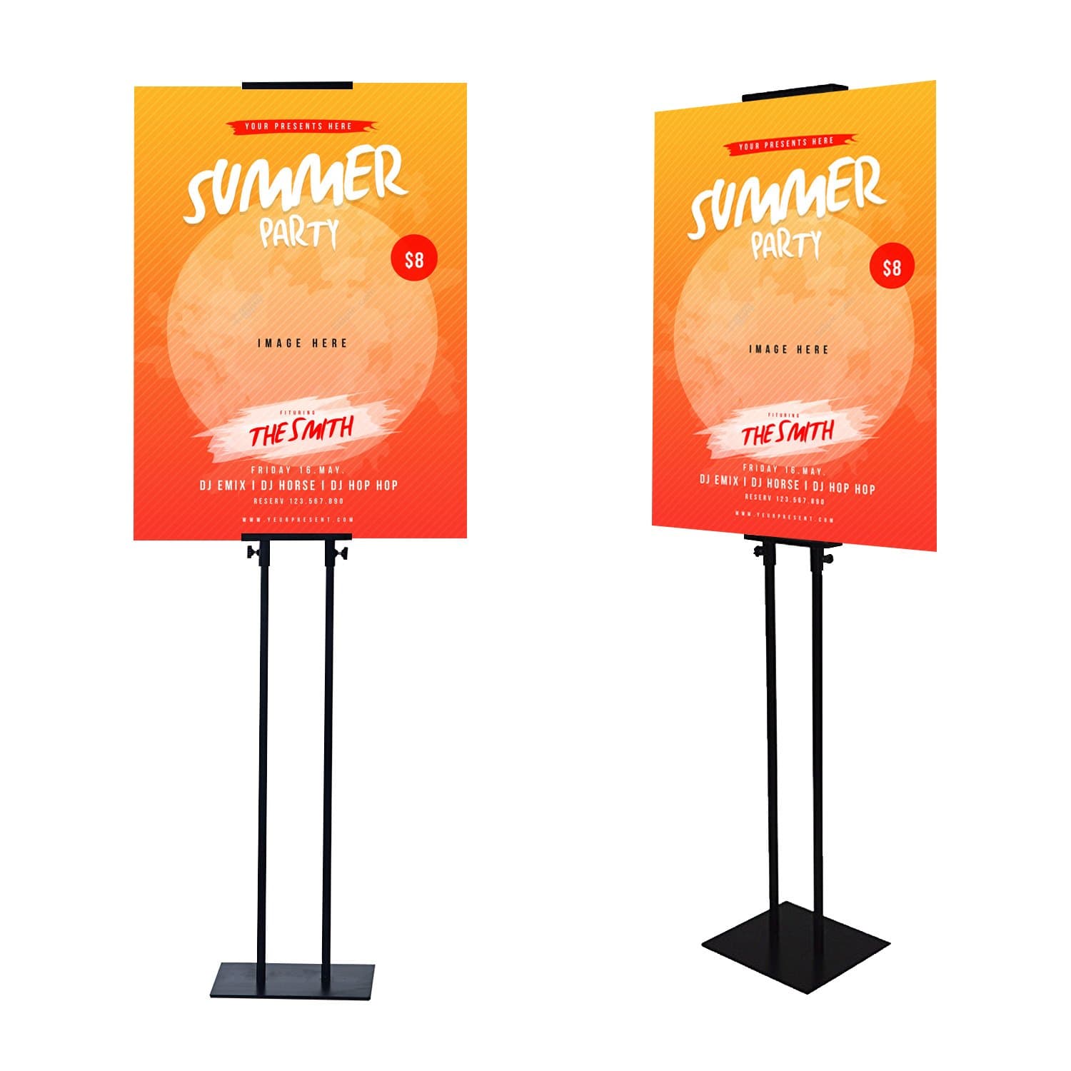 Rigid Board Sign Display Holder Stand Height Adjustable 6" to 71"