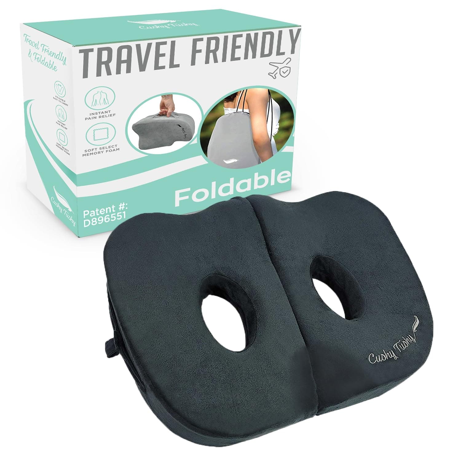 Cushy Foldable Sit Bone Seat Cushion - for Sit Bone Pain, Hip, Butt, Ischial Tuberosity, Hamstrings, and Sciatica Pain Relief - for Home, Office, and Driving…