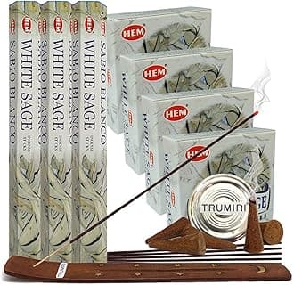 TRUMIRI White Sage Incense sticks and cone incense holder variety pack bundle insence insense inscents insienso