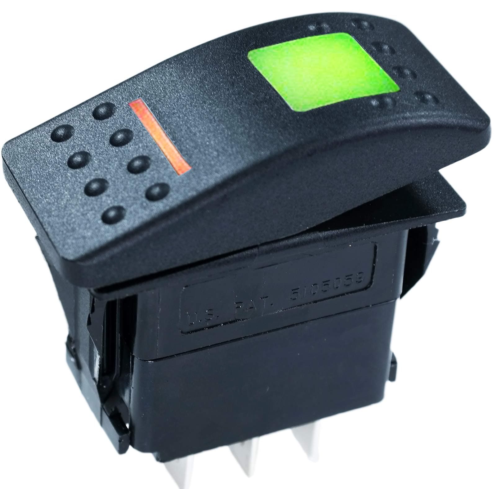 Carling Technologies Sealed Rocker Switch Single Pole SPST 4 Connections Amber/Green Lighted w/Rocker Actuator White Lens