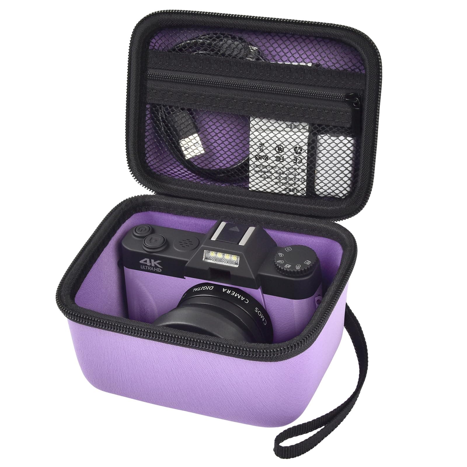 Vlogging Camera Case Compatible with for Duluvulu/for VJIANGER/for JGIPL/for TEBNGIHNM 4K Digital Cameras for Youtube. Vlog Camera Carrying Storage for Lens, Cable and Other Accessories - Purple