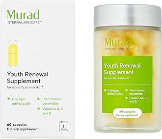 Murad Youth Renewal Supplement for Smooth, Plump Skin – Anti-Aging Beauty Supplement - Collagen and Ceramides Reduce Wrinkles and Fine Lines from Within, 60 Capsules - 30-Day Supply