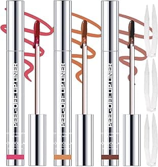3 Colors Peel Off Lip Liner Stain with Tweezer, Long Lasting Waterproof Lip Tint Stains Makeup Set with Matte Finish for Women, Natural Look, Easy to Use, for All Skin Types (#0,1,5)