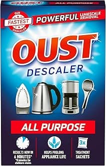 Powerful All Purpose Descaler, New Formula, Limescale Remover – Ideal for Kettles, Coffee Machines, Irons and Shower Heads, 3 Sachets