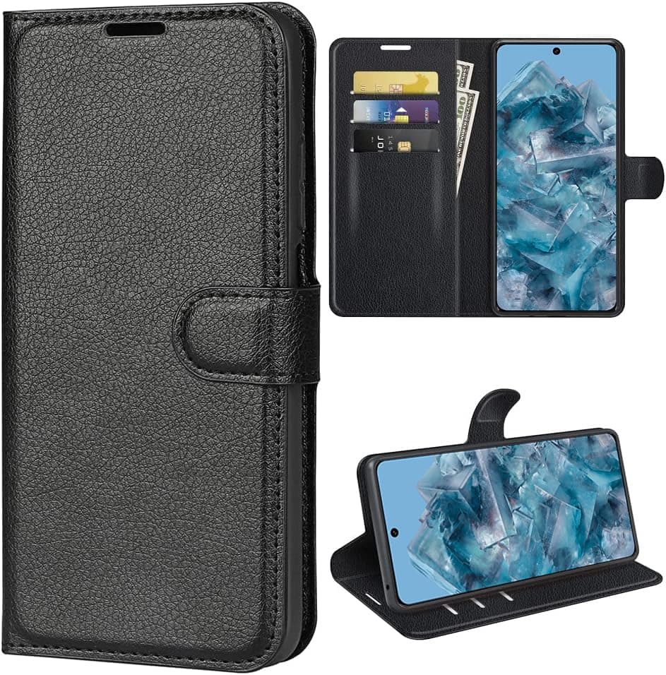 T TerselyCase Cover for Google Pixel 8 Pro (6.7 inch), Premium Protective PU Leather Wallet Case with Card Slots for Google Pixel 8 Pro 2023 - Black (for Google Pixel 8 Pro)