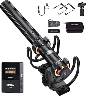 COMICA VM30 Shotgun Microphone with Wired & Wireless Modes, USB C Digital Output, 75/150Hz Low Cut, Super Cardioid Video Mic for Canon, Nikon, Sony DSLR Camera, Camcorder, Filming, Video Recording
