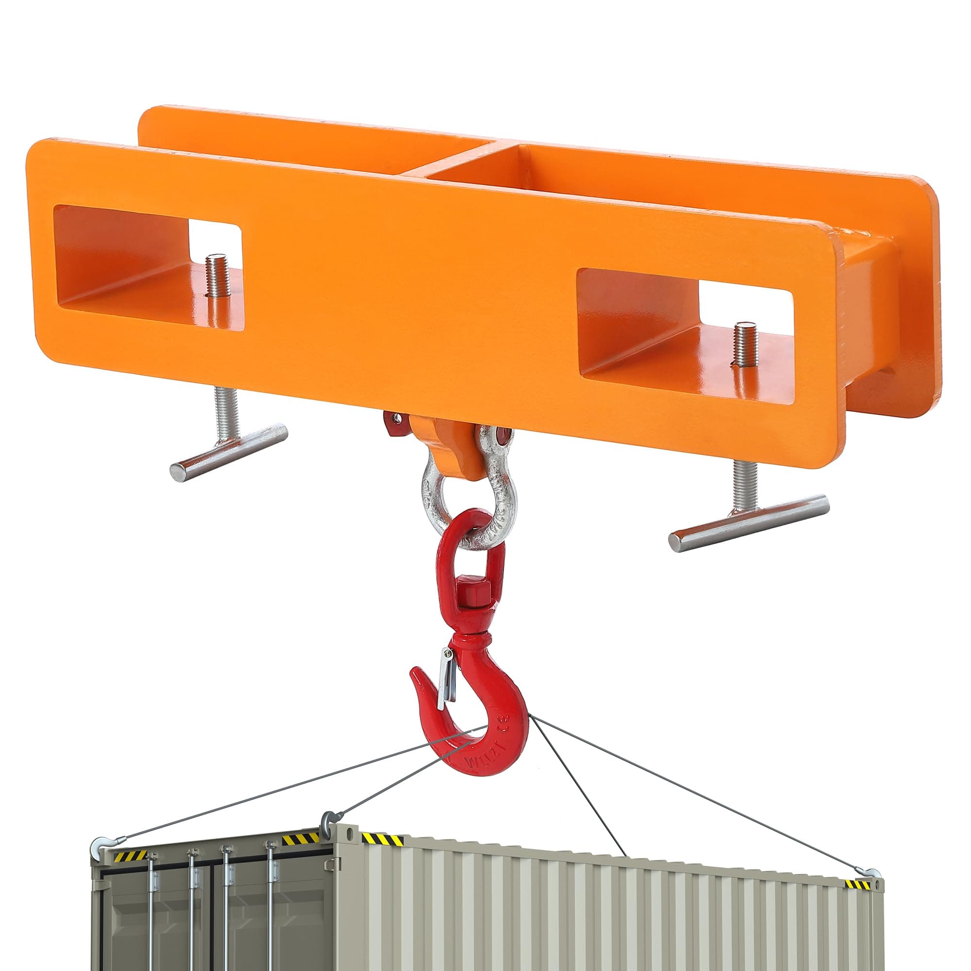 PULLAFUNForklift Lifting Hook, 4400lbs Capacity Forklift Accessories Forklift Lifting Hoist, Heavy Duty Mobile Forklift Crane with Swivel Hook, T-Screw, Orange