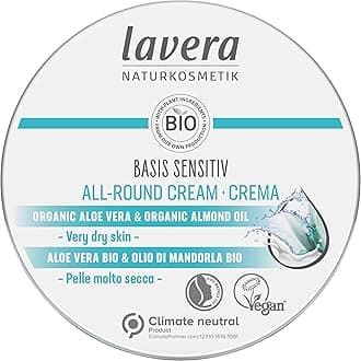 lavera basis sensitiv All-Round Cream - Natural Cosmetics vegan Organic Aloe Vera & Almond Oil certified 150ml, white