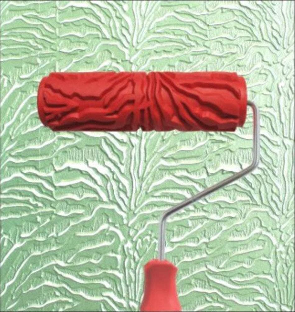 BUUEERR 7" DIY Patterned Paint Roller Decorative Rubber Roller Decorative Art Roller Texture Roller with Plastic Handle - More Than 300 Patterns (Pattern AE5)