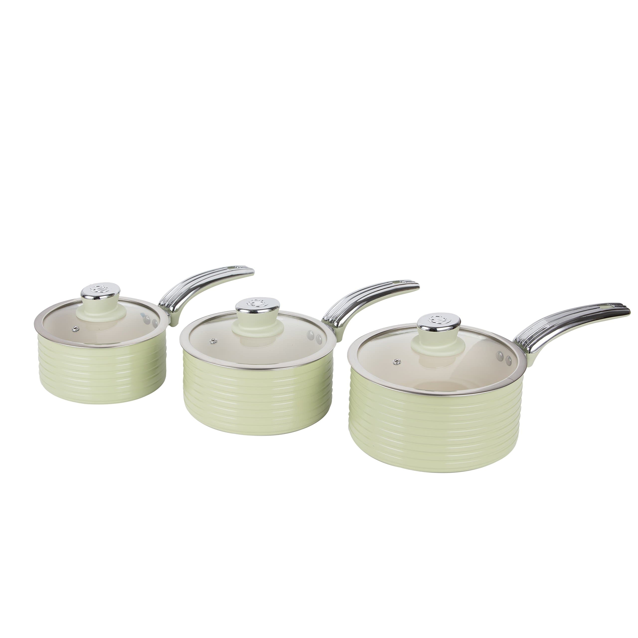 Swan Retro 3pce Saucepan Set, Green