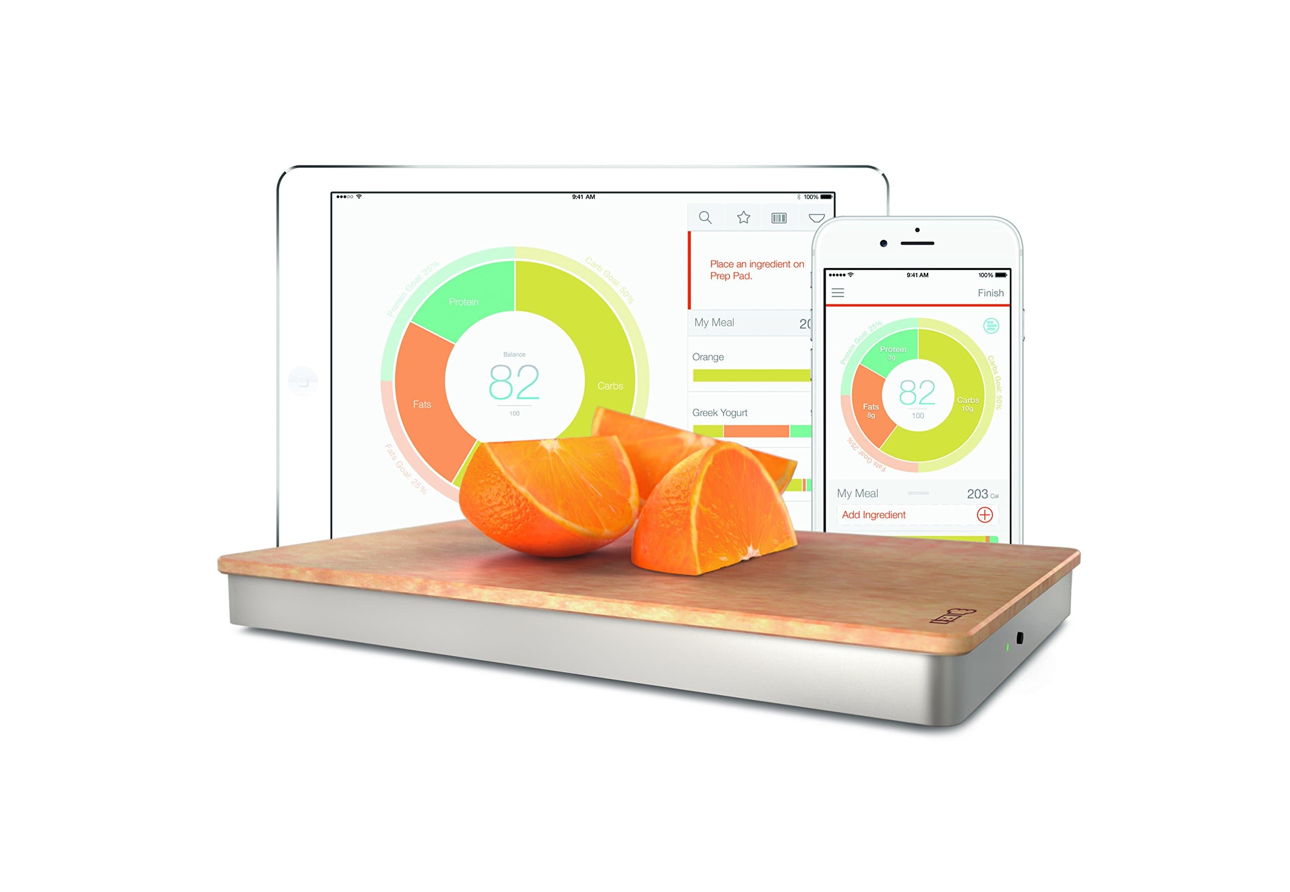 The Orange Chef Prep Pad- Smart Food Scale, Silver
