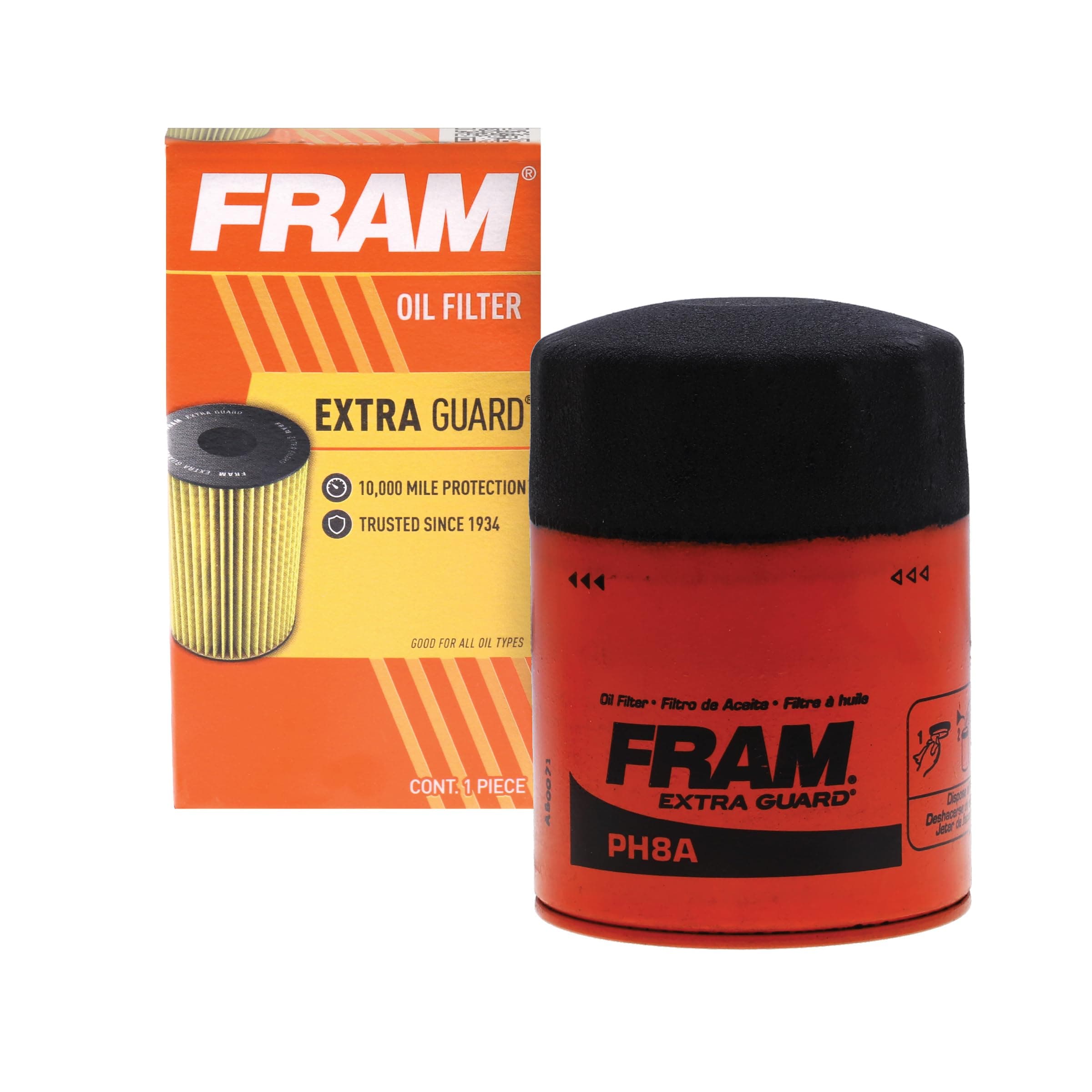 FRAM Extra Guard PH8A, 10K Mile Change Interval Spin-On Oil Filter
