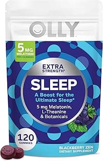 OLLY Extra Strength Sleep Gummy, 5 mg Melatonin, L-Theanine, Chamomile, Lemon Balm Extracts, Sleep Aid, BlackBerry Flavor - 120 Count