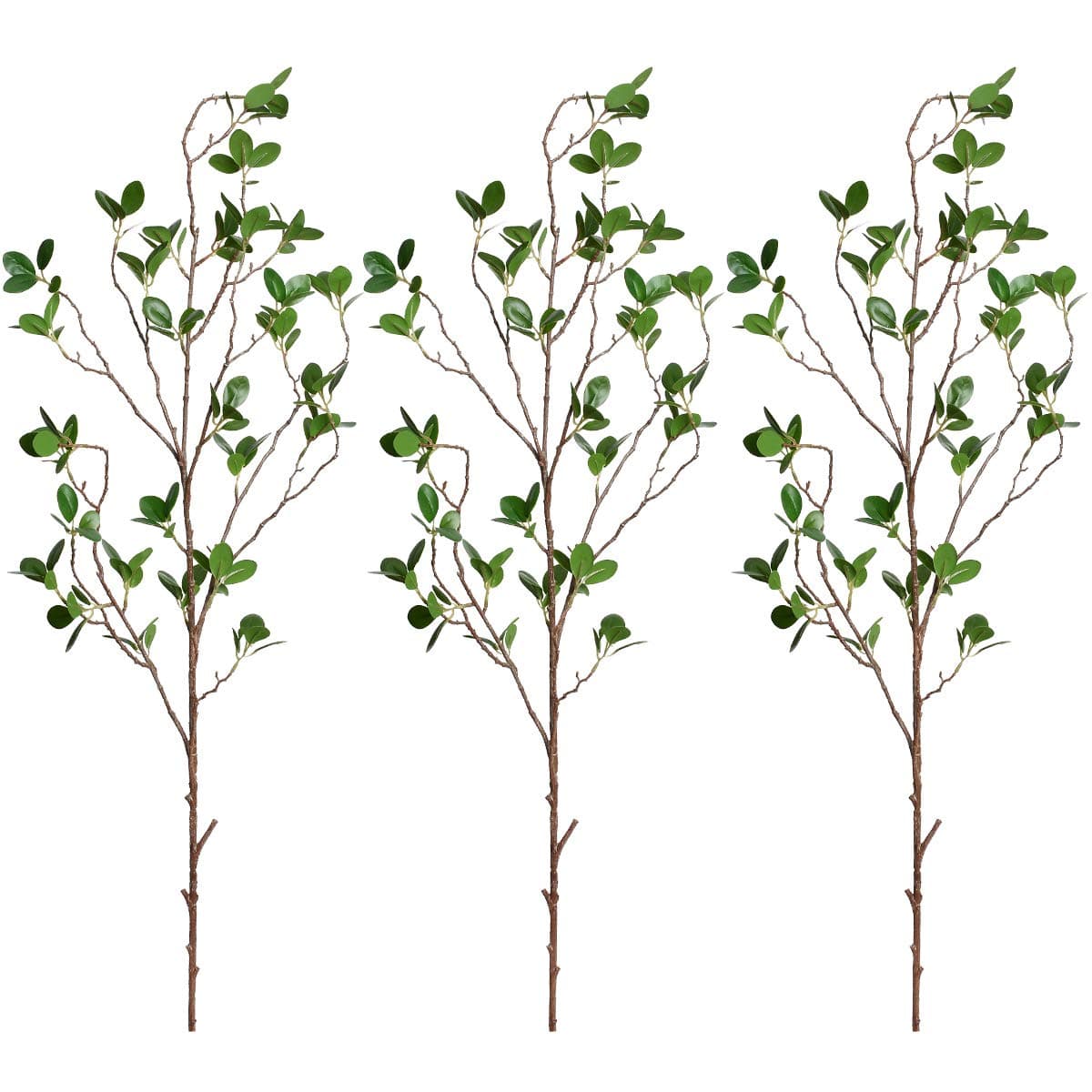 MARTINE MALL 3pcs Artificial Eucalyptus Green Branches Artificial Ficus Branches Leaf Spray Faux Eucalyptus Branches Banyan Ficus Twig Plants for Home Wedding Banquet Office, 31''