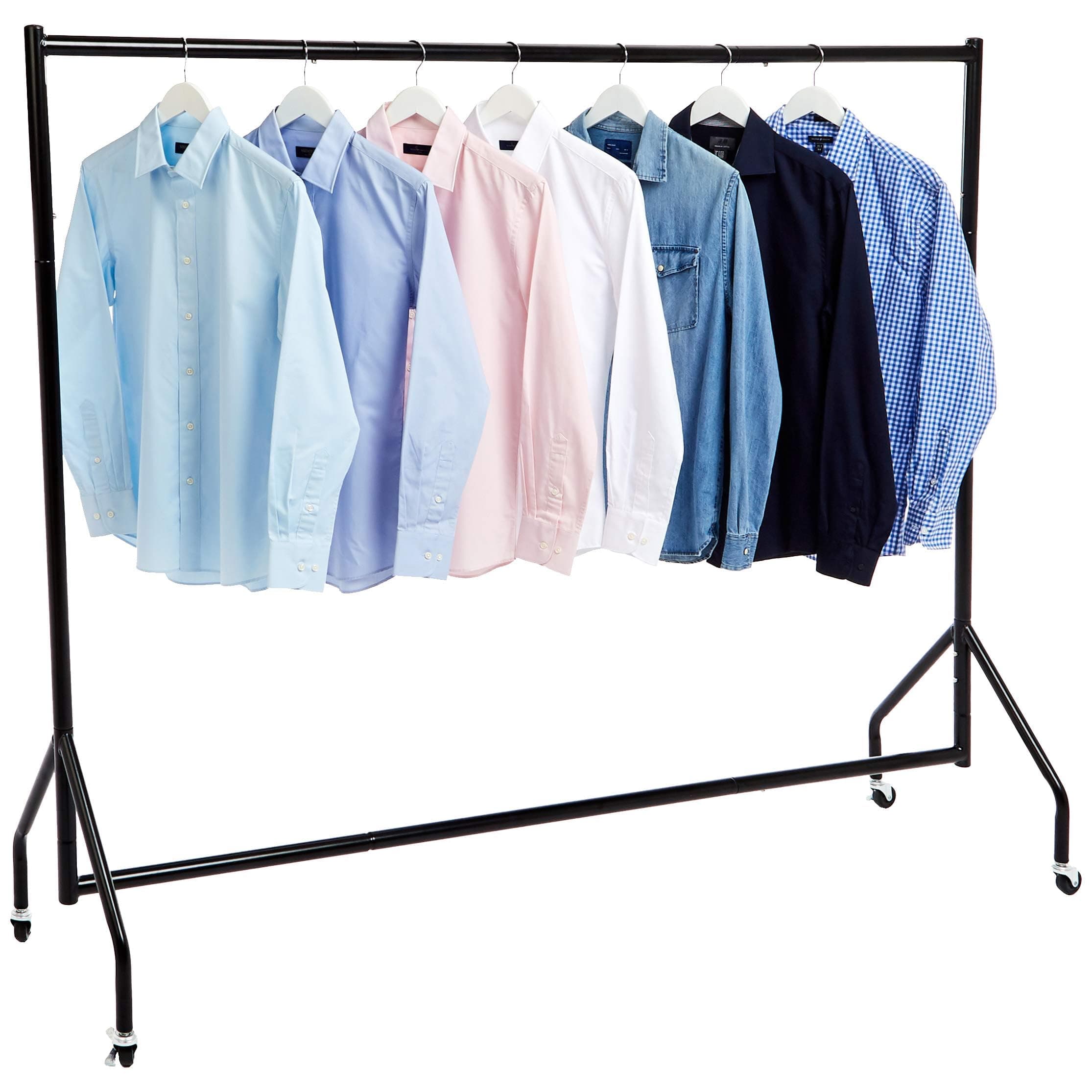 Amazon Basics Hanger Rack Clothes Rack Heavy Duty Rolling Clothes Rack 72"L x 60"H Black