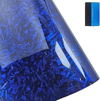 Forged Carbon Fiber Gloss Blue Vinyl Wrap Sticker Free Bubble Air Release DIY Decal Car Auto Vehicle Morotcycle Self Adhesive (30cm x 300cm)