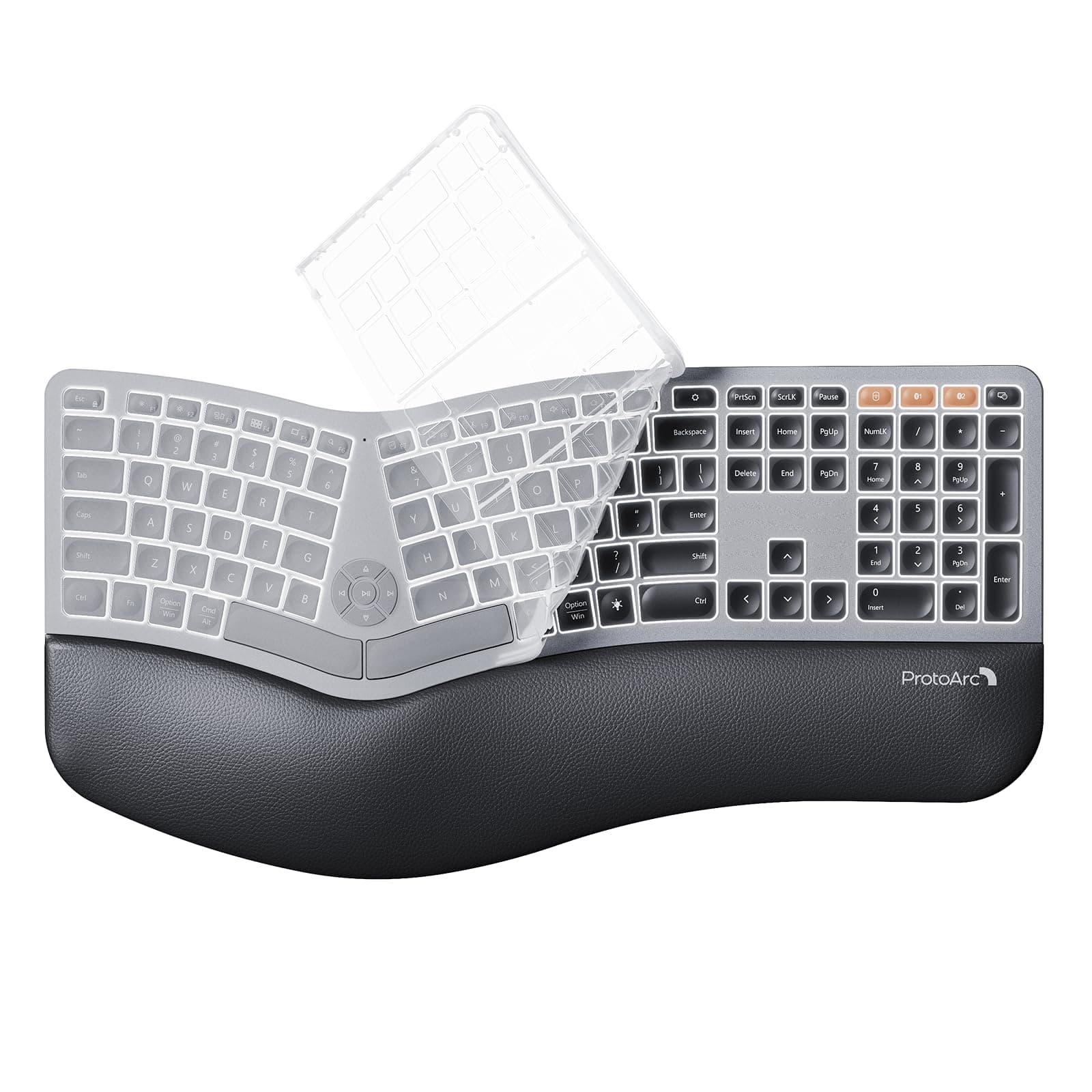 Silicone Keyboard Cover for ProtoArc EK01 Plus Backlit Bluetooth Ergonomic Keyboard (Keyboard Cover Only)