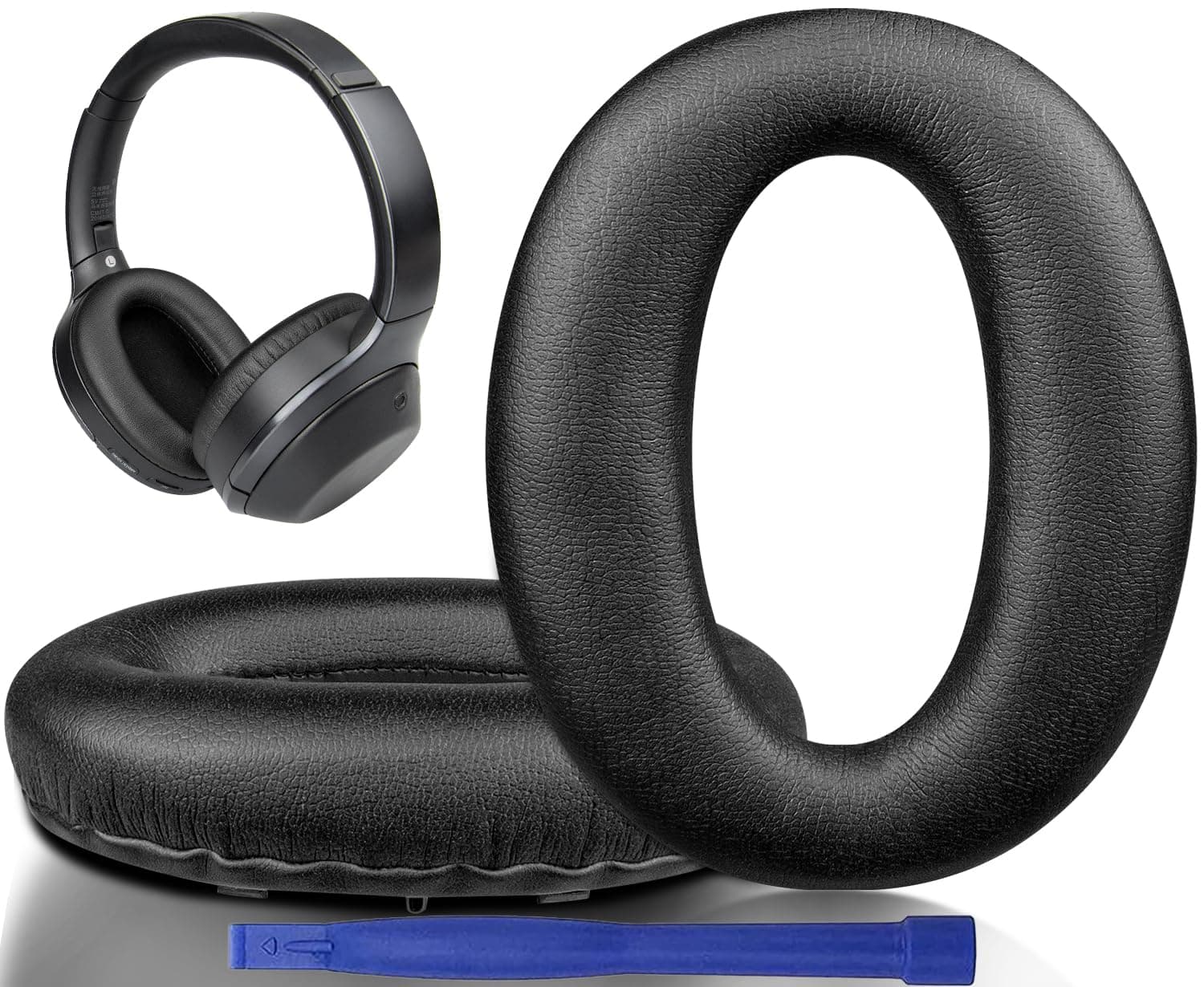 SOULWIT Replacement Earpads Cushions for Sony WH-1000XM2 (WH1000XM2) & MDR-1000X (MDR1000X) Headphones, Ear Pads with Noise Isolation Foam, Added Thickness (Black)