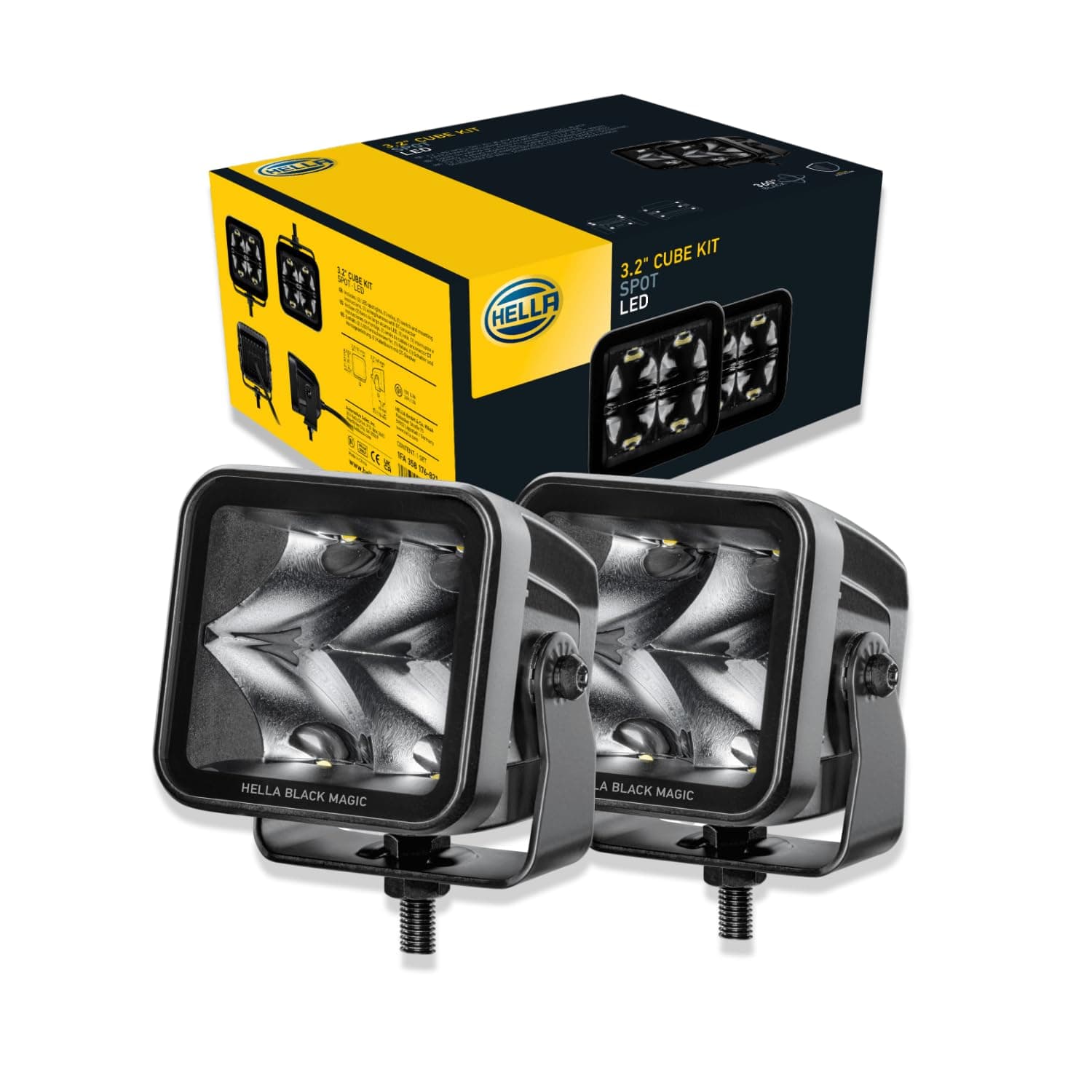 Black Magic LED Series 3.2 Inch Cube Kit - LED Spotlight with Wiring Harness - Performance High Beam Off-Road Light for Pickup Trucks, ATV, SUV, 4x4, Jeep, Tractors / 358176821