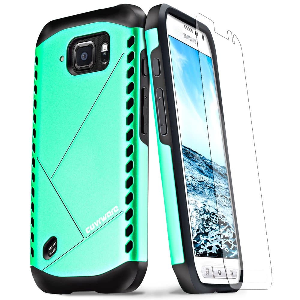 COVRWARE Galaxy S6 Active Case [ Shield Series ] Shock Absorbing Dual Layer Armor Case [ Screen Protector ] for Samsung Galaxy S6 Active Will Not Fit Galaxy S6 - Turquoise (CW-S6A-SH12)