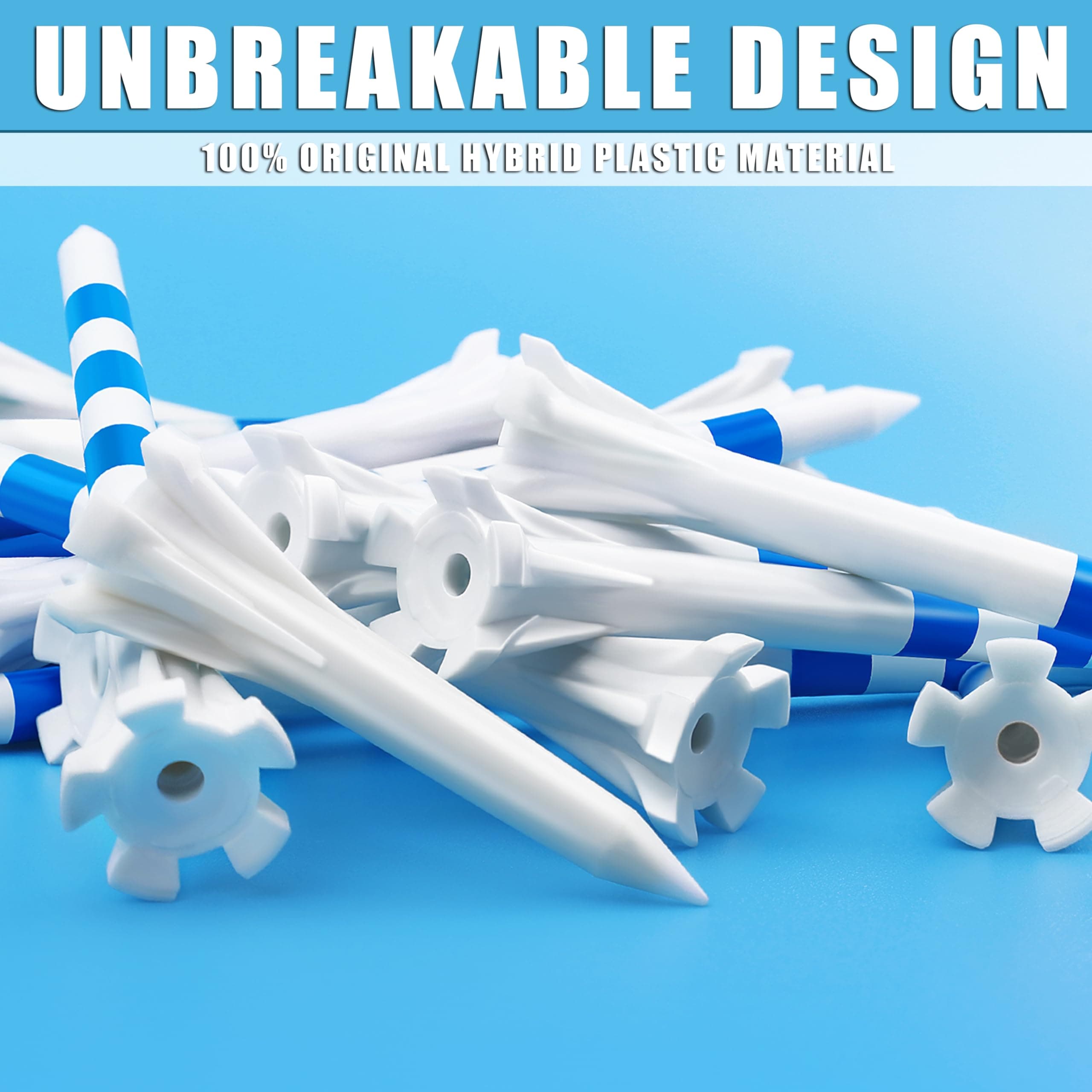 CHAMPKEY Original Plastic Golf Tees 120 Pack | 100 Driver Tees with 20 Iron/Hybrid Tees Mixed Pack | Low Friction and Resistance Golf Plastic Tees (3-1/4", White)