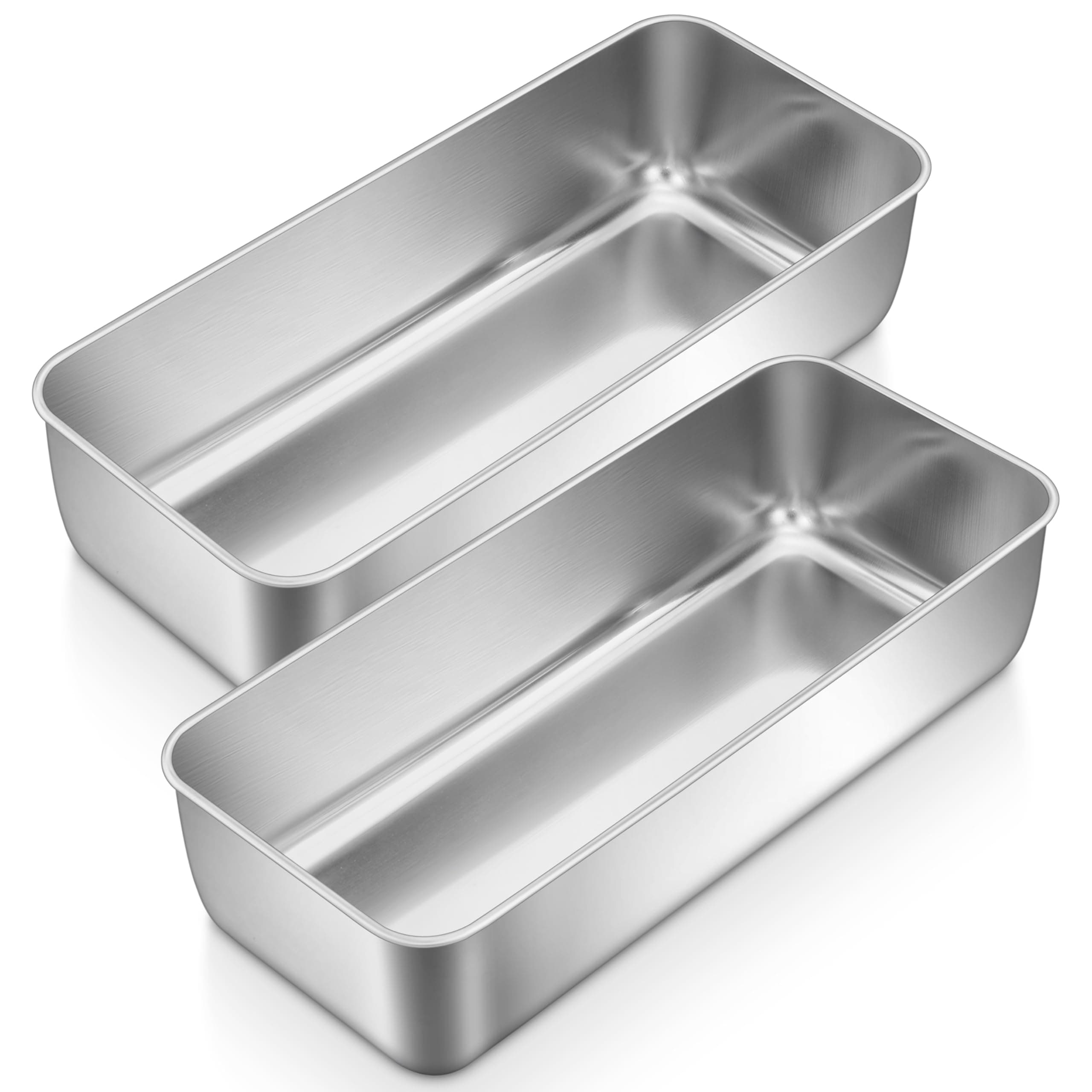 P&P CHEF Loaf Pans for Baking Bread, 12 x 5 Inch Large Stainless Steel Bread Loaf Pan Tins for Homemade Meatloaf Cake Brownies, Healthy & Sturdy, Oven & Dishwasher Safe, 2Pcs