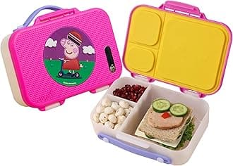 Munchbee Peppa Pig Bento Lunch Box | 1+1 Year Brand Warranty | Tiffin Box for School | Lunch Box for Kids Boys & Girls | BPA Free, Leakproof & Durable Bento Design | 1000ml | Follow Me