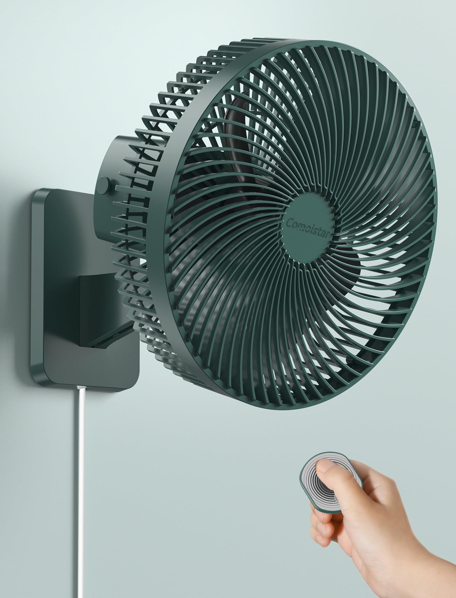 10 Inch Wall Mount Oscillating Fan with Remote and Timer, Small RV Fan with Powerful 4 Speeds, 90° Oscillation,60° Adjustable Tilt, 5.92 ft Wire, Quiet Corner Fans for Bedroom, Indoor Bathroom