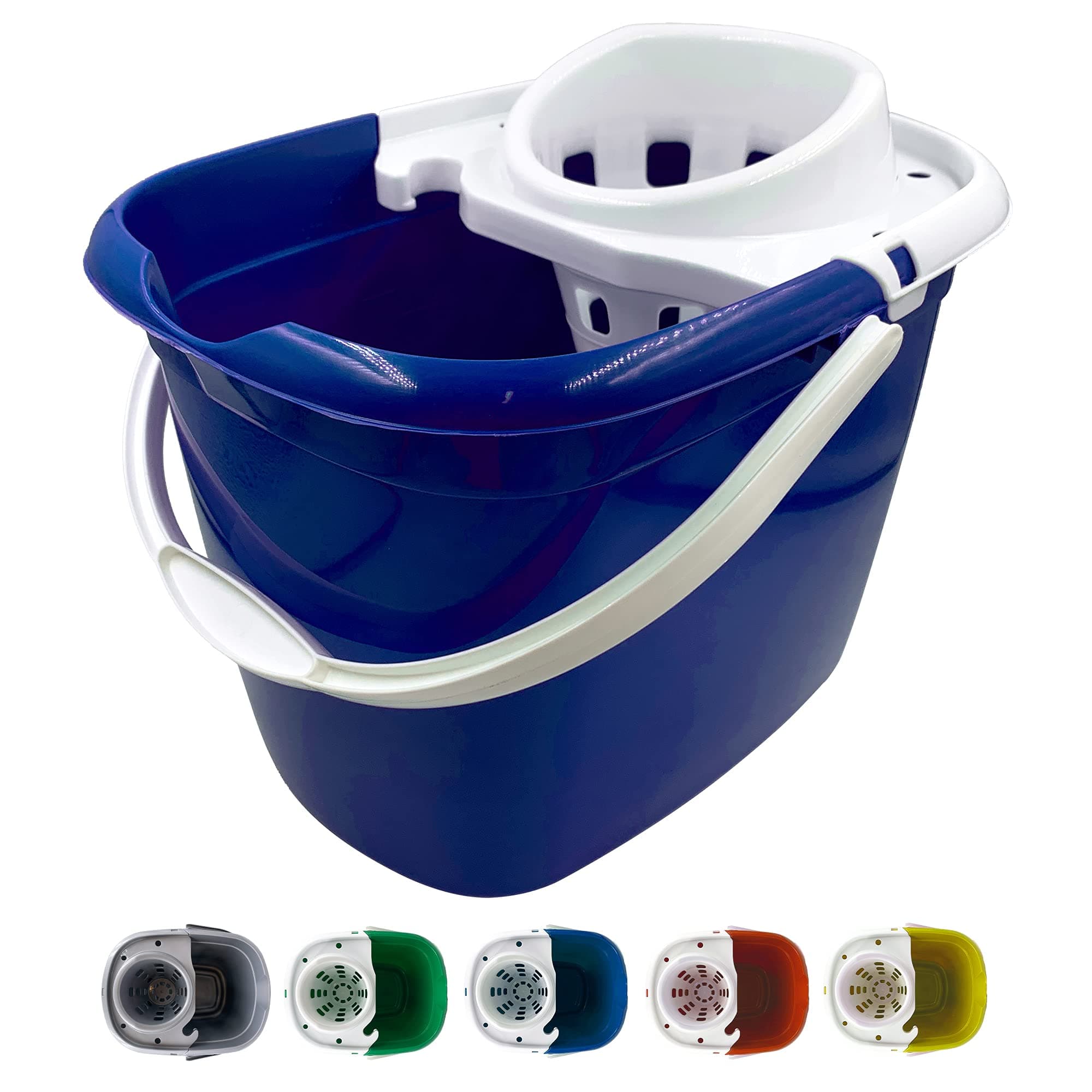Colour Coded Mop Buckets − 12L Mop Bucket with Wringer and Easy Carry Handle for Domestic and Commercial Cleaning (Blue)