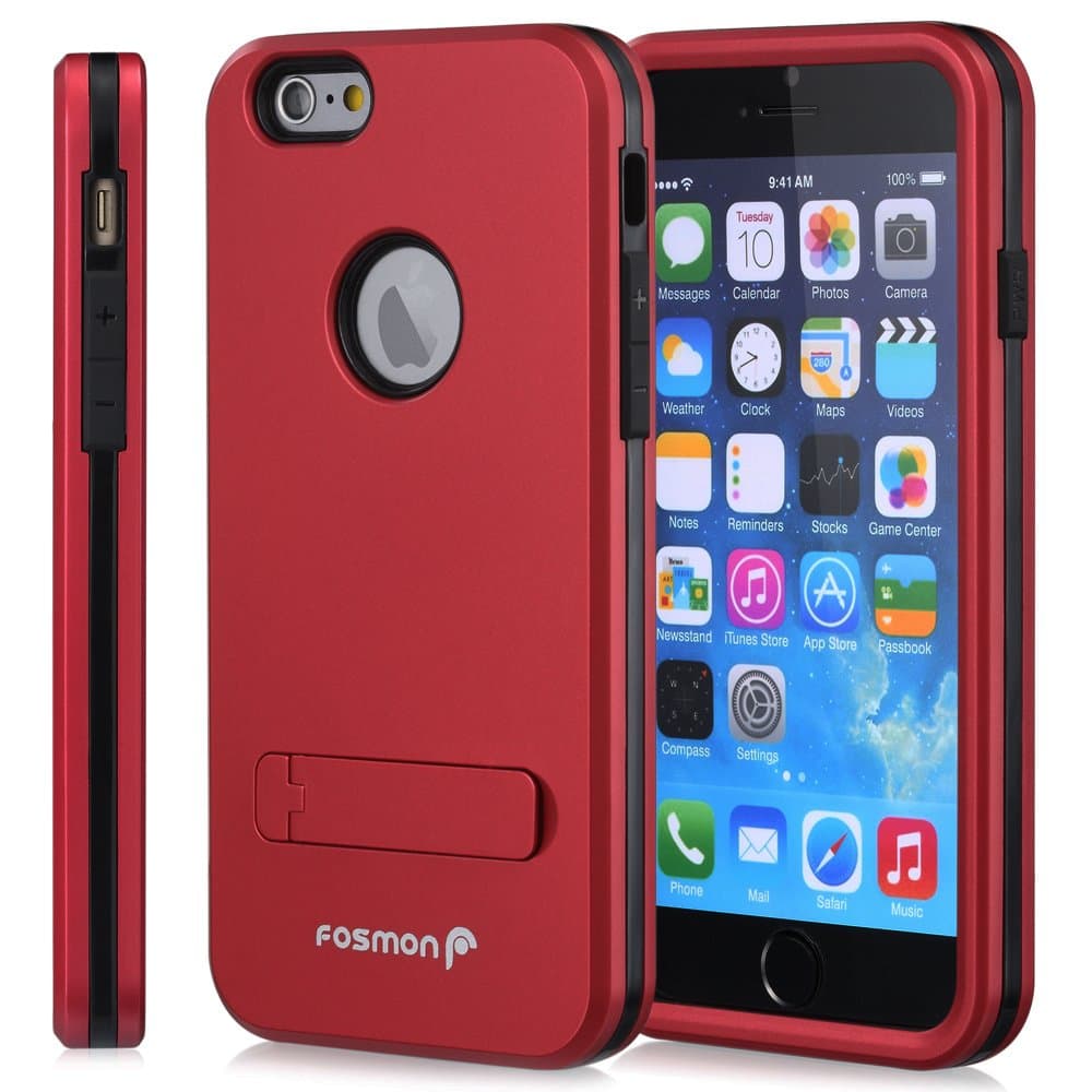 Apple iPhone 6/6s (4.7") Case - HYBO-ARMOR Hybrid Dual Layer Case Cover with Kick Stand for iPhone 6/6s (4.7") (Red)