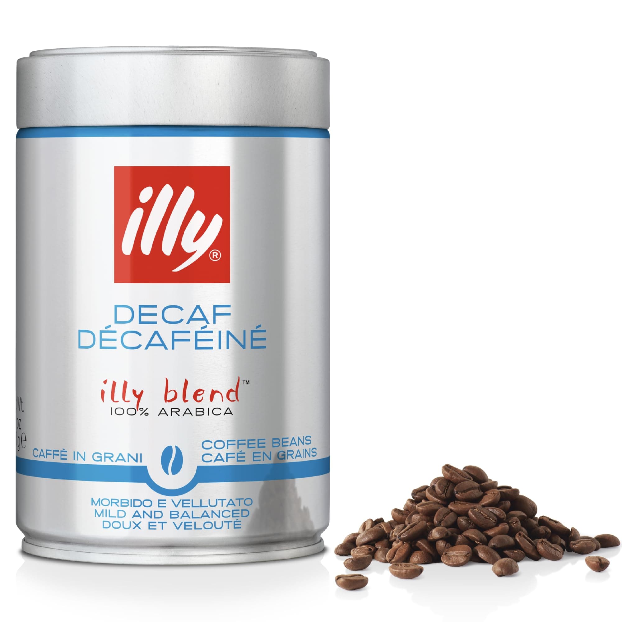 illy Decaffeinated Coffee Beans, 100% Arabica Blend, Medium Roast, Intensity 5/9, Smooth & Balanced with Caramel & Floral Notes, Suitable for Bean to Cup & Fresh Grinding, 250g