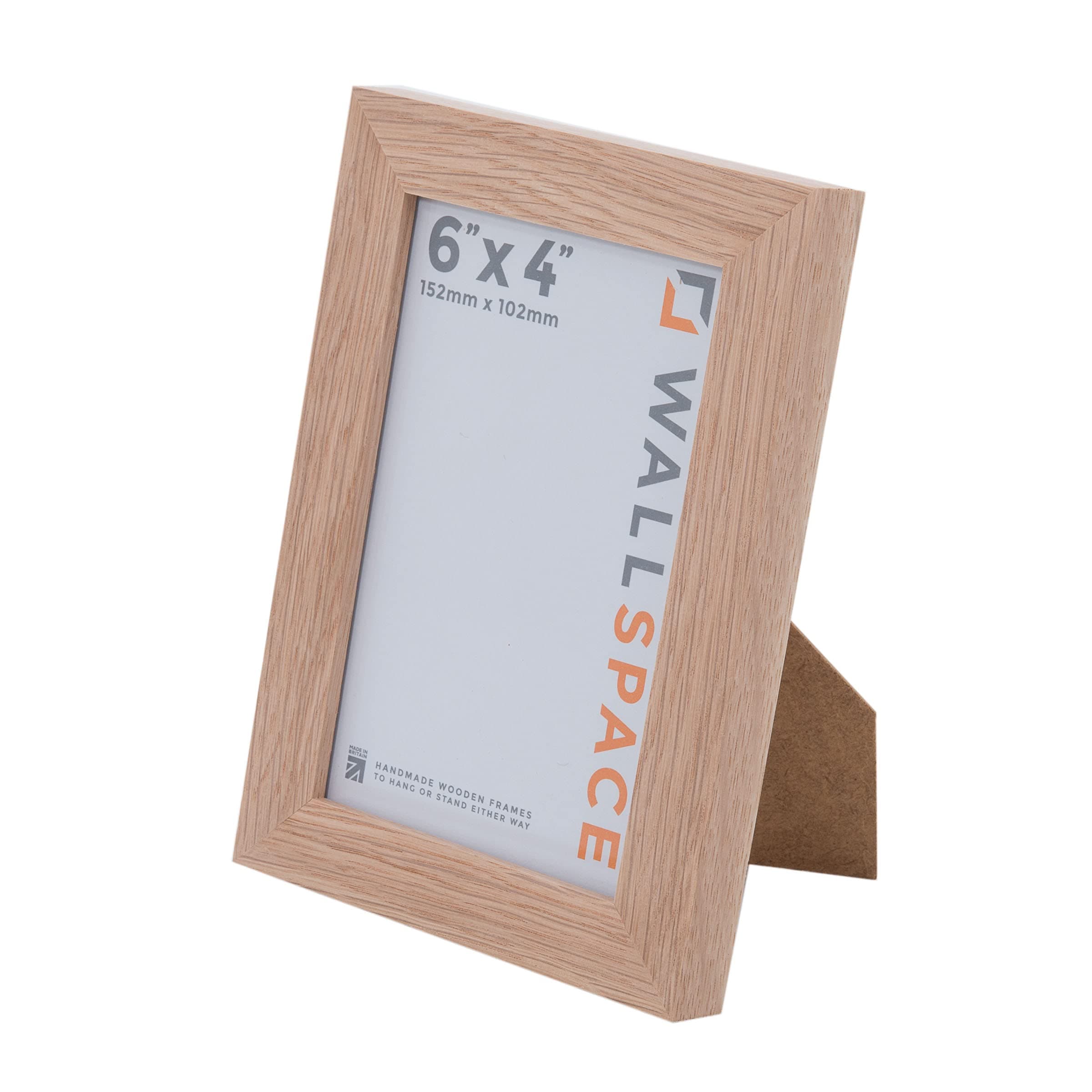 Wall Space Light Oak Photo Frame - 6x4 Solid Oak with Real Glass