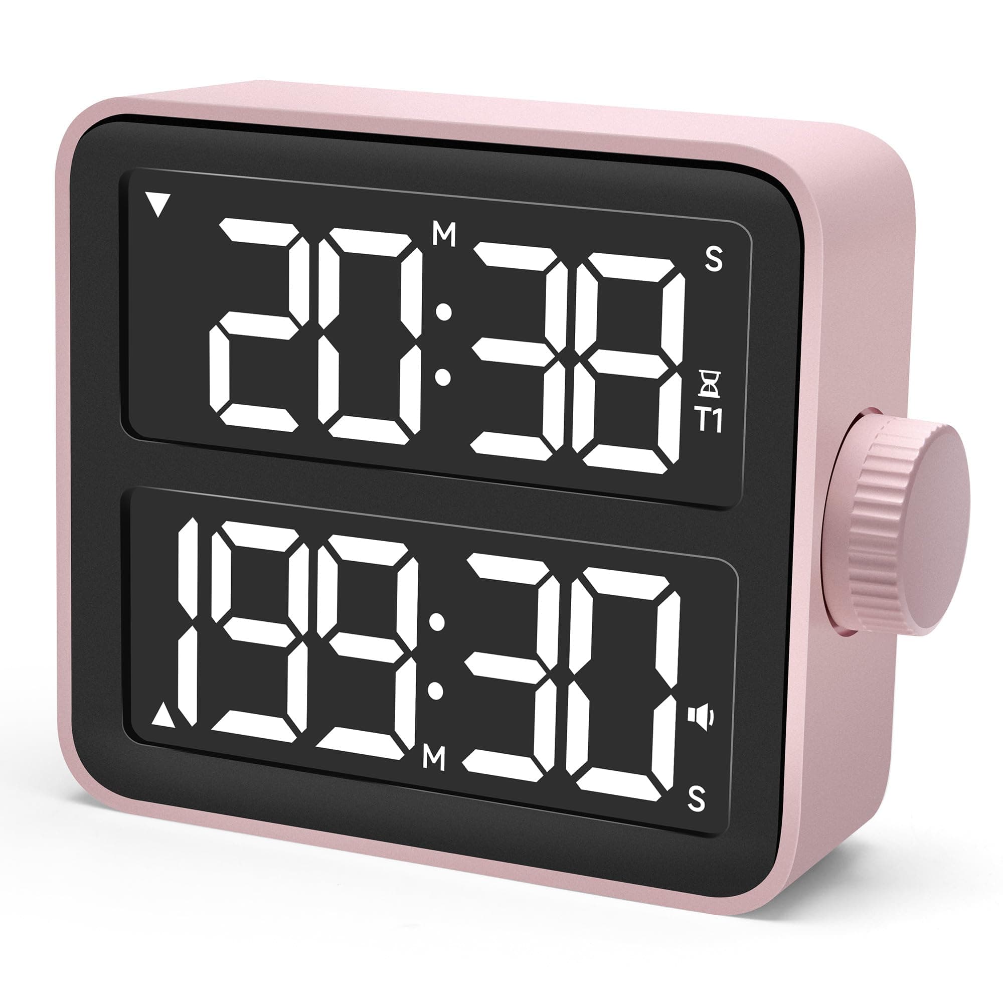 VEWINGL Dual Kitchen Timer Digital – 2-Channel Cooking Timer with Large Screen, Magnetic Back, Loud Alarm, Modern Pink Design for Various Timing Needs