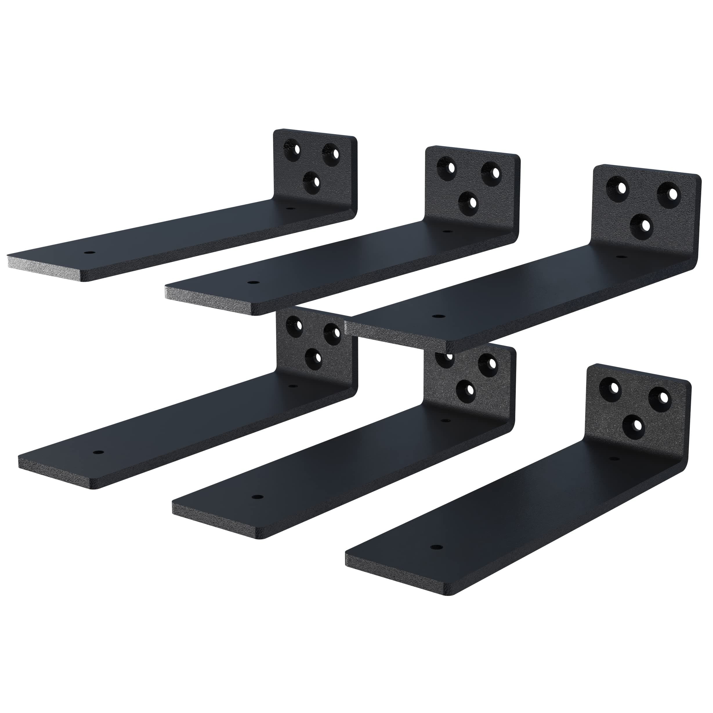 6-Pack 6 Inch Floating Shelf Brackets, Heavy Duty Hidden Shelves Bracket for Small Shelf, Kitchen Shelf, Nursery Shelf, Black Powder Coated Steel