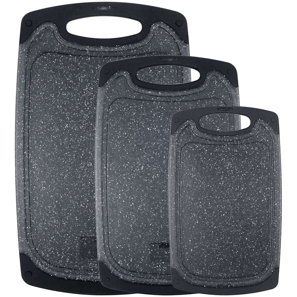 Chopping Board Set, IKR 3PCS Plastic Chopping Boards for Kitchen Non-Slip Cutting Boards with Grip Handle Juice Grooves Grinding Groove Large Chopping Boards for Meat Vegetables Fruits