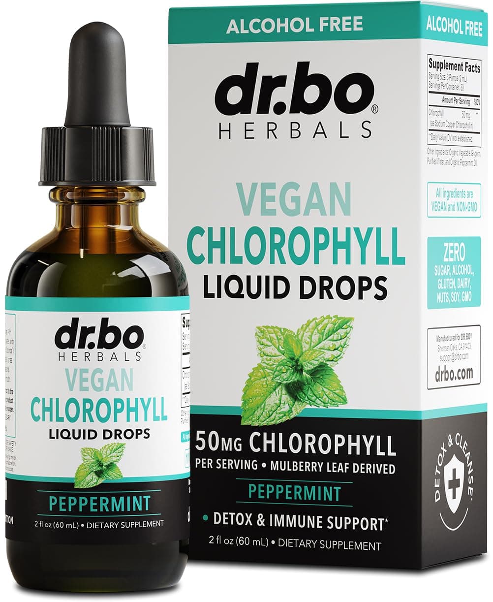 Chlorophyll Liquid Drops Body Detox - Vegan Liquid Chlorophyll Drops Odor Cleanse Supplement, Energy & Immune Support, Internal Deodorant, Body Deodorizing Supplement - Natural Deodorant Water 2 oz