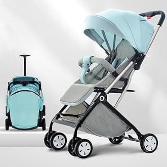 DAYONG Trolley Baby Stroller, One-Hand Foldable Cabin Stroller, Lightweight Baby Travel Gear, Compact Toddler Pram Stroller, Four-Wheel Shock-Absorbing Infant Carriage for 0-3yrs (Green)