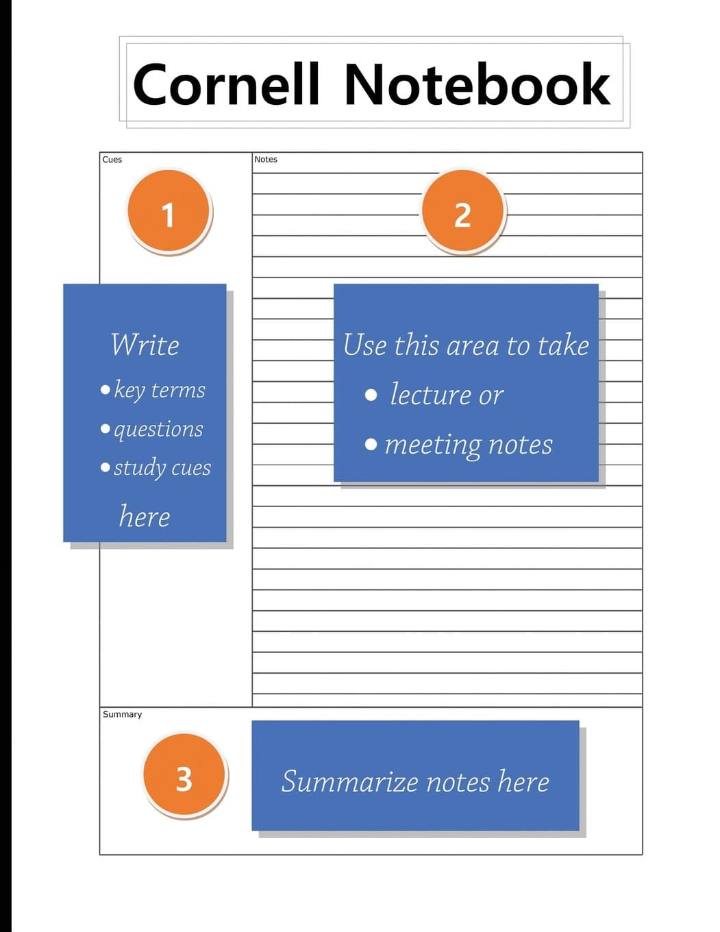 Cornell Notebook: 8.5" x 11", Student Notebook, For Note Taking, For Lecture and Meetings, 100 pages, Paperback – September 27, 2017