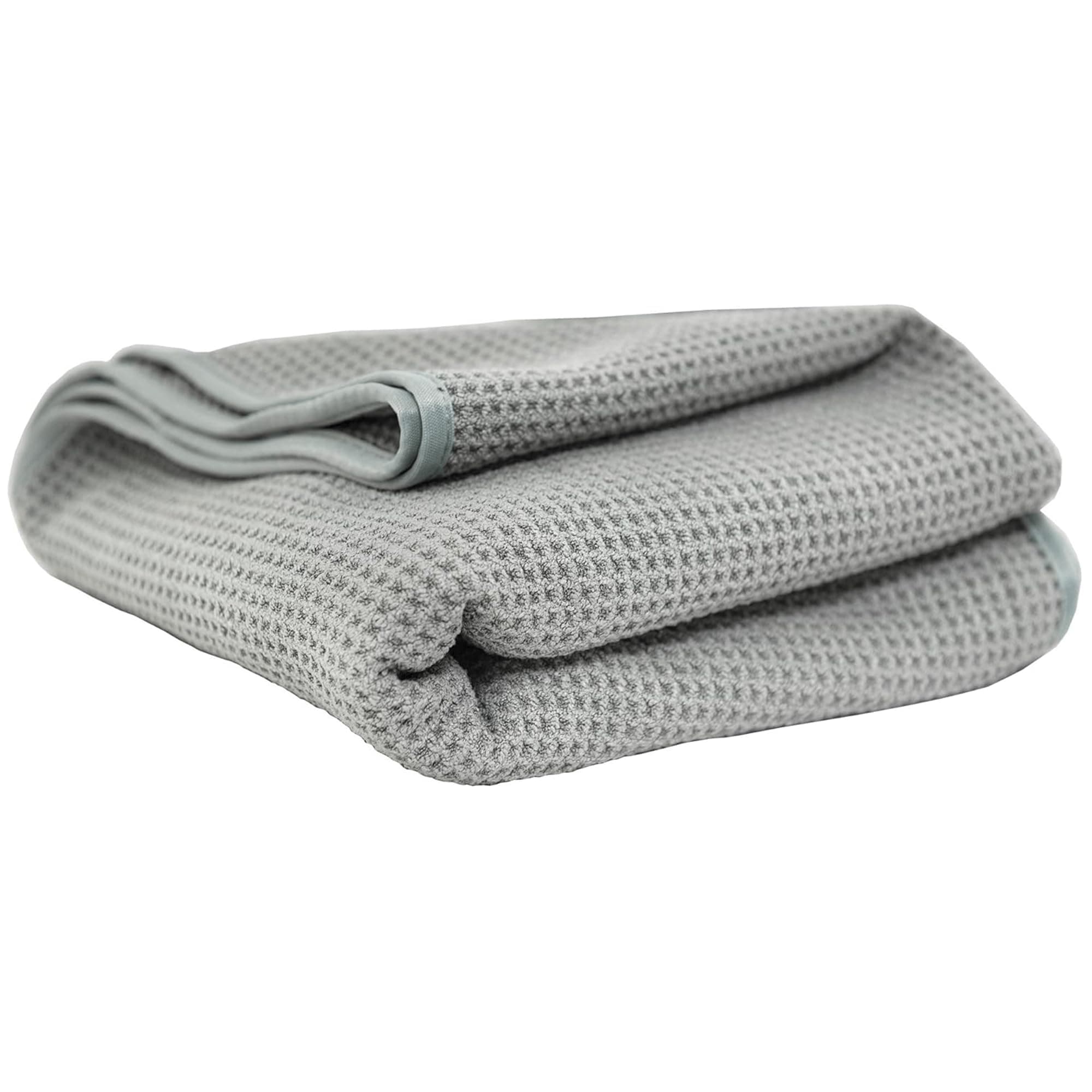 Waffle Weave Gray Matter Microfiber Drying Towel - 25" x 36", Premium Blend Microfiber Towel with Soft-Banded Edging for Scratch-Free Car Drying, Ultra Absorbent