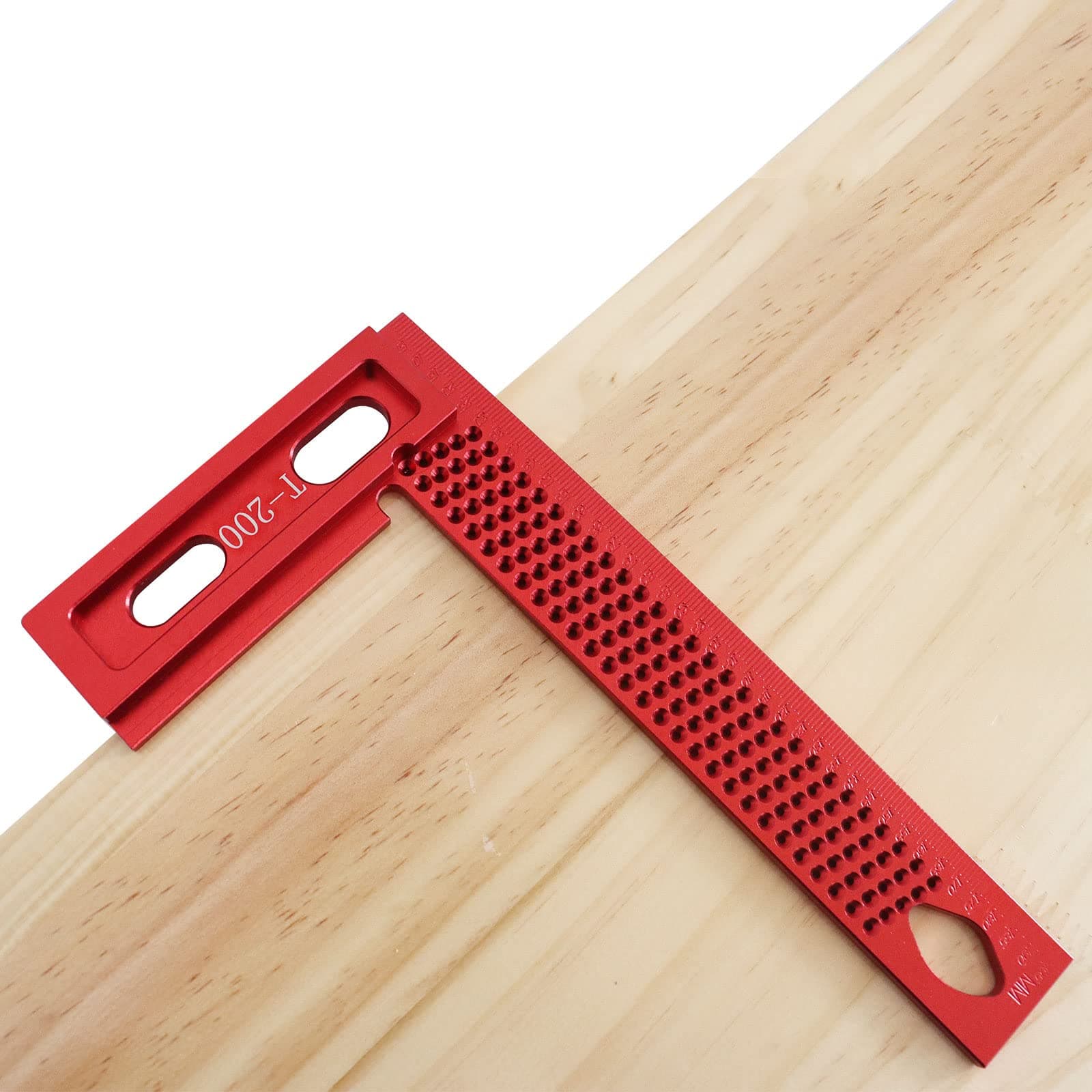 Precision Woodworking Tools, Square Hole Measuring Aluminium Alloy Ruler Hole Positioning Measuring Gauge Ruler Metric Marking T Type Carpentry Tool for Carpenter Scriber
