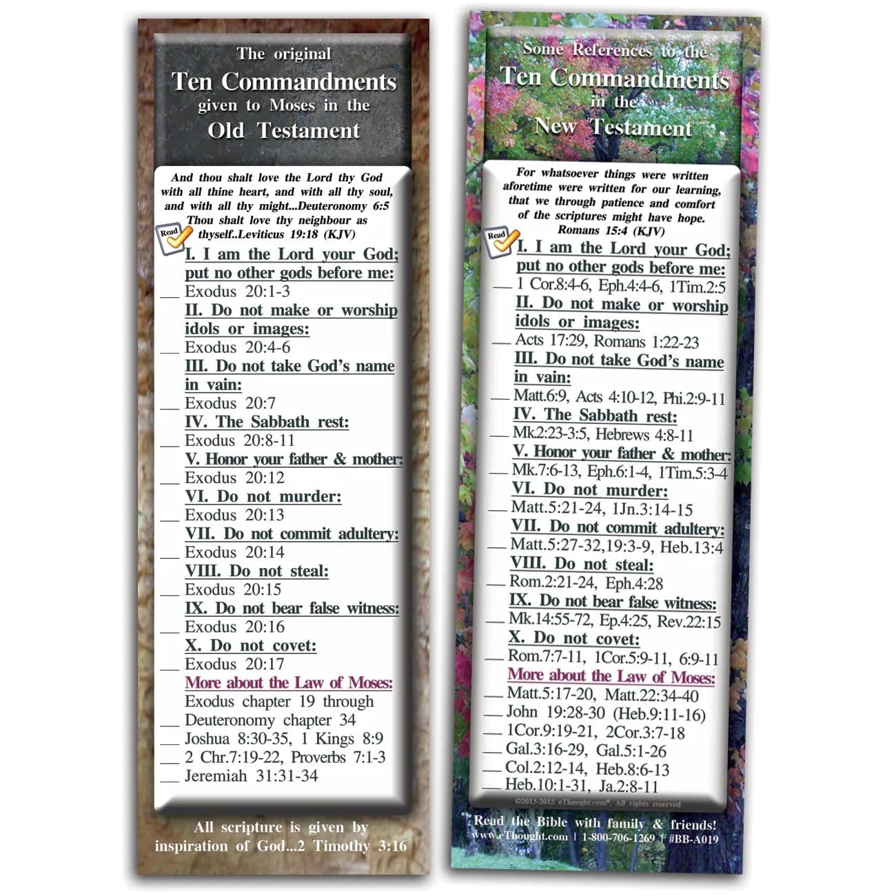 The Ten Commandments - Set of 25 Bible Reference Cards (2.75"x8.25") - Perfect for Sharing Your Faith, Bible Study, Encouragement, Church, and Gifts