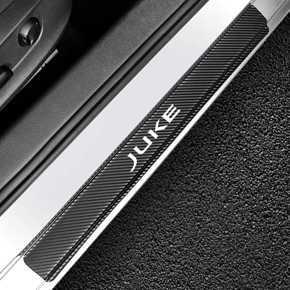 ASDDD 4Pcs Car Outer Protector Kick Plates, for Nissan Juke Door Sill Scuff Guard Threshold Cover Pedal, Carbon Fiber Sticker Trim Non-slip Anti-scratch Accessories