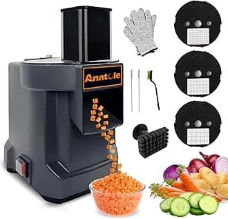 Anatole Electric Vegetable Dicer Commercial Food Processor Heavy Duty Veggie Fruits Chopper with 3 Stainless Steel Blades for Carrot Potato Onion 100W 110V