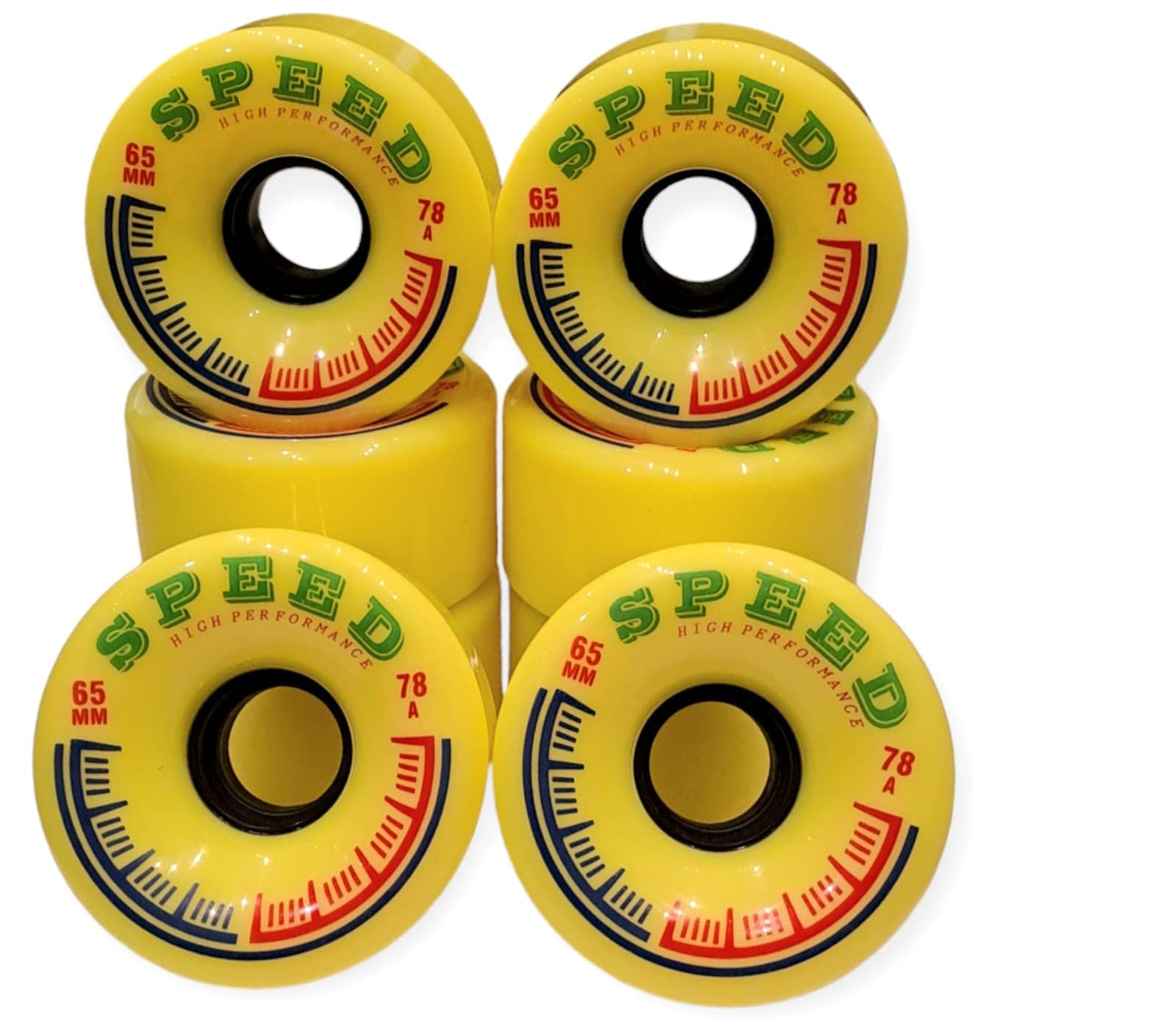 Fly Speed PU Soft Skate Wheels Set – 65mm 78A Polyurethane Roller Skate Wheels for Smooth Skating (Set of 8)