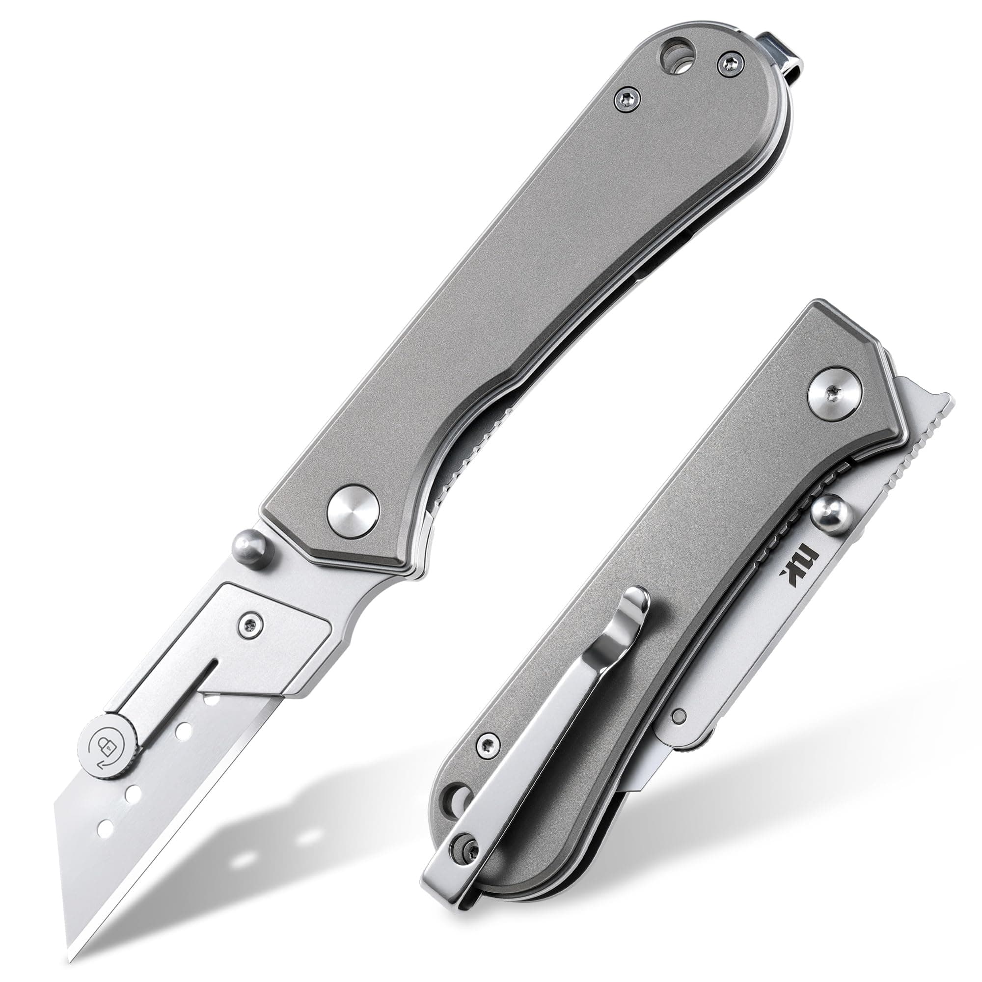 U23 Kumpanter Folding Utility Knife - Versatile EDC Knife with Quick-Release Blade, Compact Foldable Pocket Utility Knives - Titanium