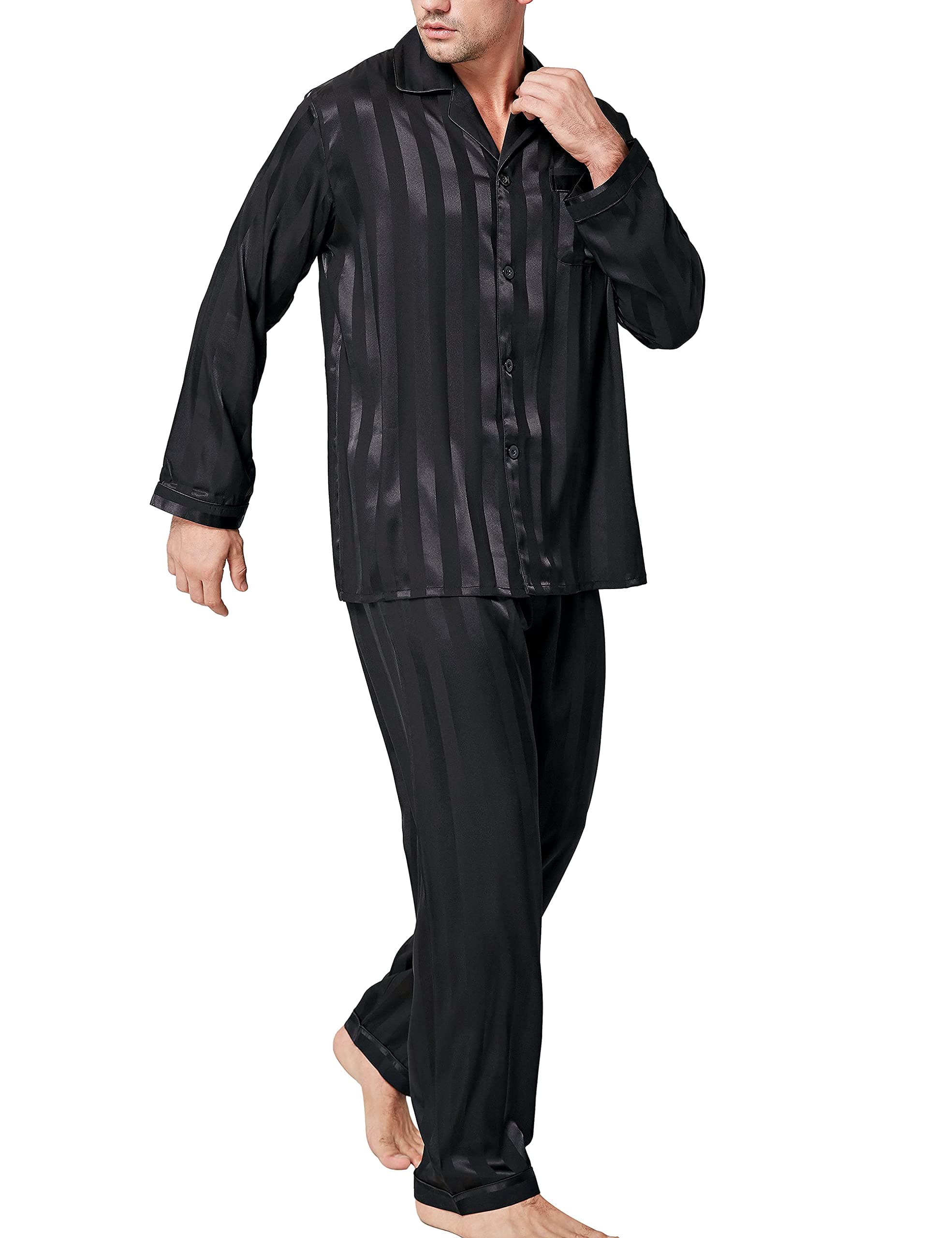Mens Silk Satin Pajamas Set